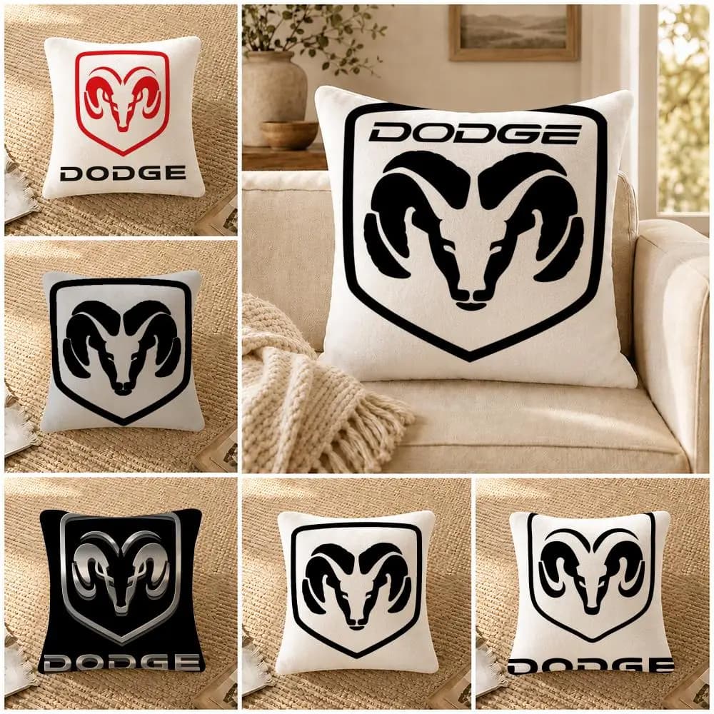 Logo D-Dodges.C-Car.L-Logo Cushion Cover Soft Short Plush Decorative Pillow Cover for Sofa Bedroom Easy to Clean
