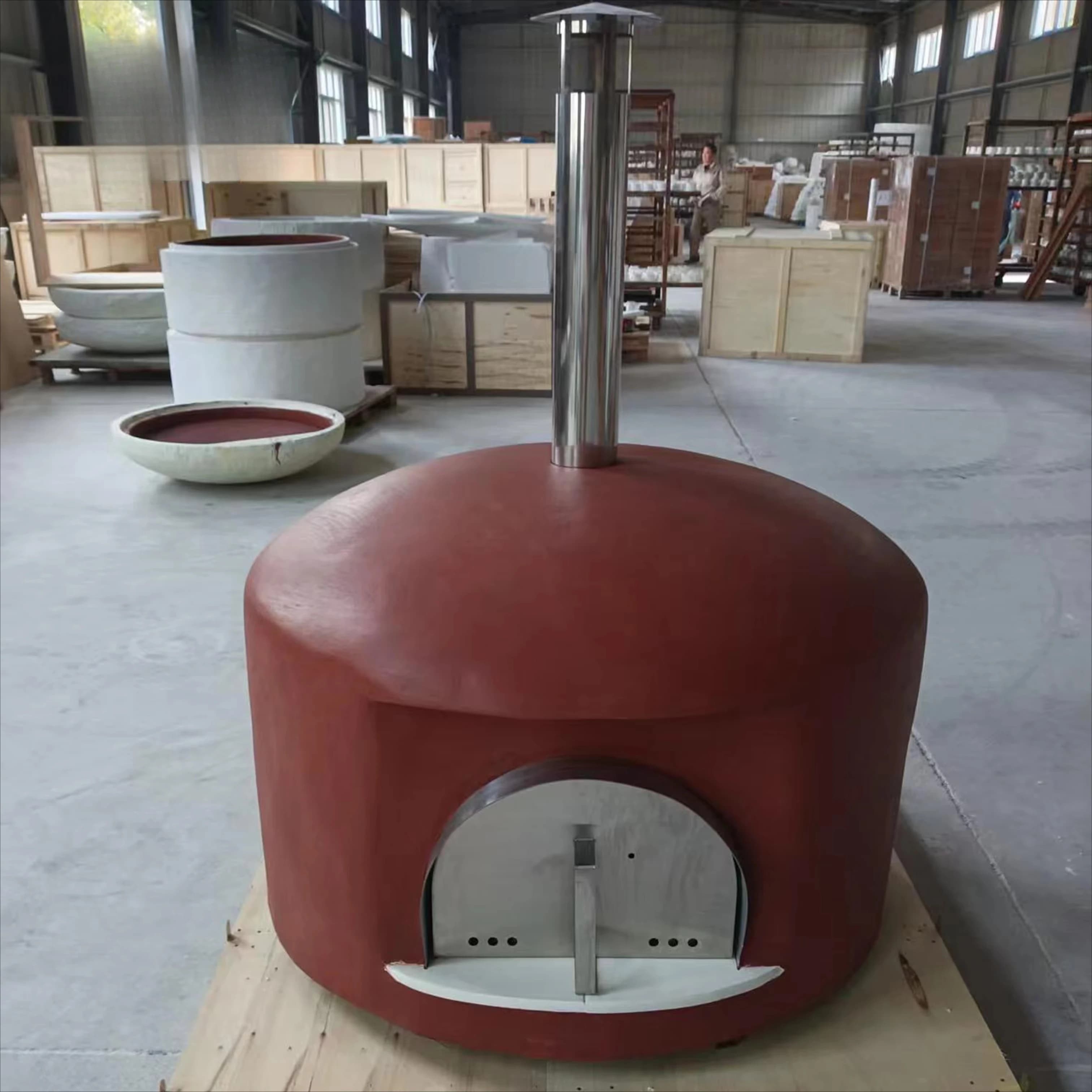 hj-Italian Outdoor Ceramic Fire Wood Pizza Oven Commercial Kitchen Appliance for Baking BBQ Built-in Wood Fired Oven@