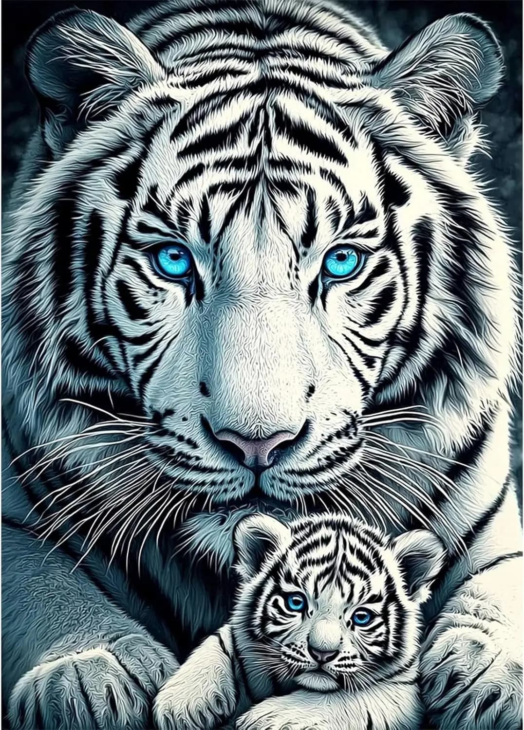 RICUVED Kit Pittura Diamante Tigre Bianca per Adulti, Kit Arte Diamante 5D Animali per Principianti