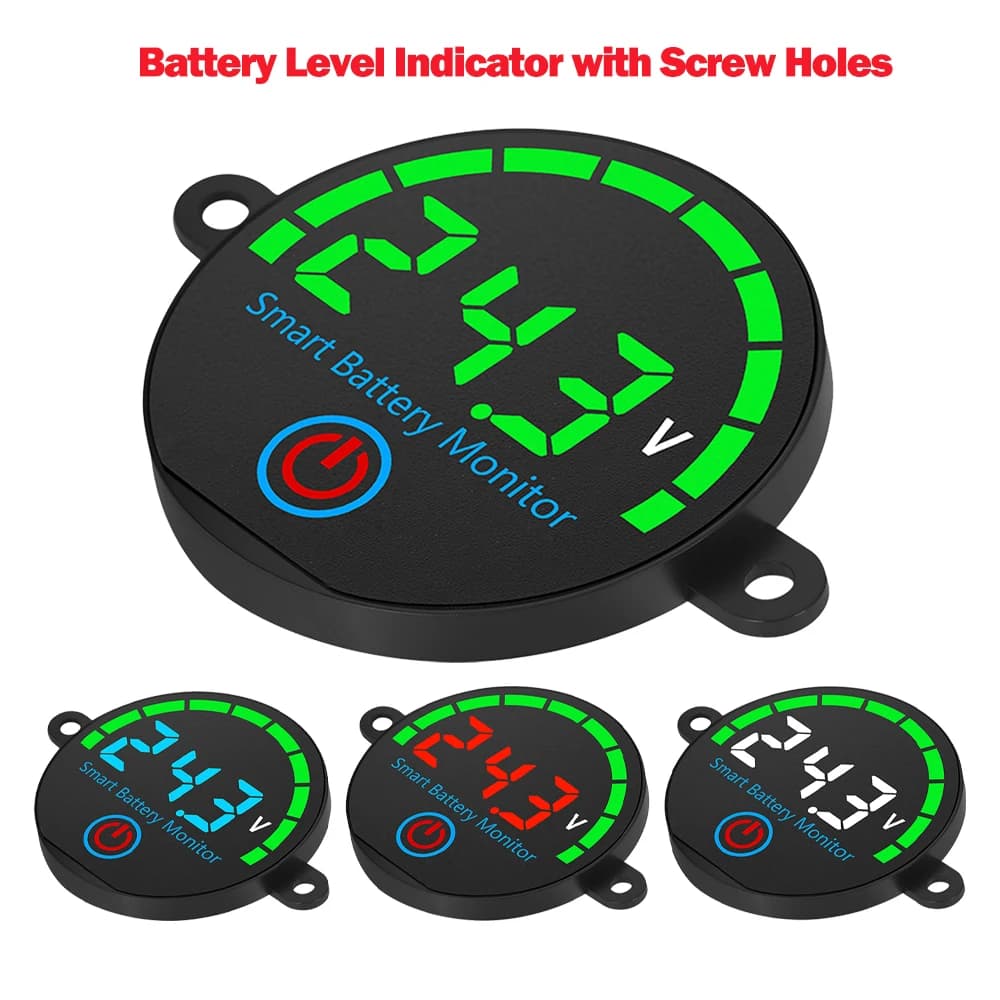 DC 7-55V battery level indicator with screw holes, voltage/charge monitor, battery charge tester
