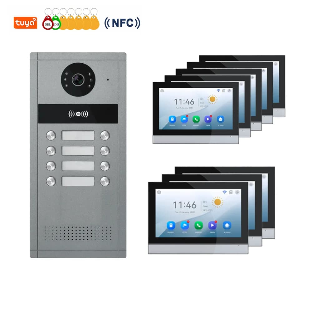 7 pollici AHD 1080P Wifi Videocitofono campanello citofono RFID NFC campanello telecamera famiglia multi appartamento videocitofono citofono