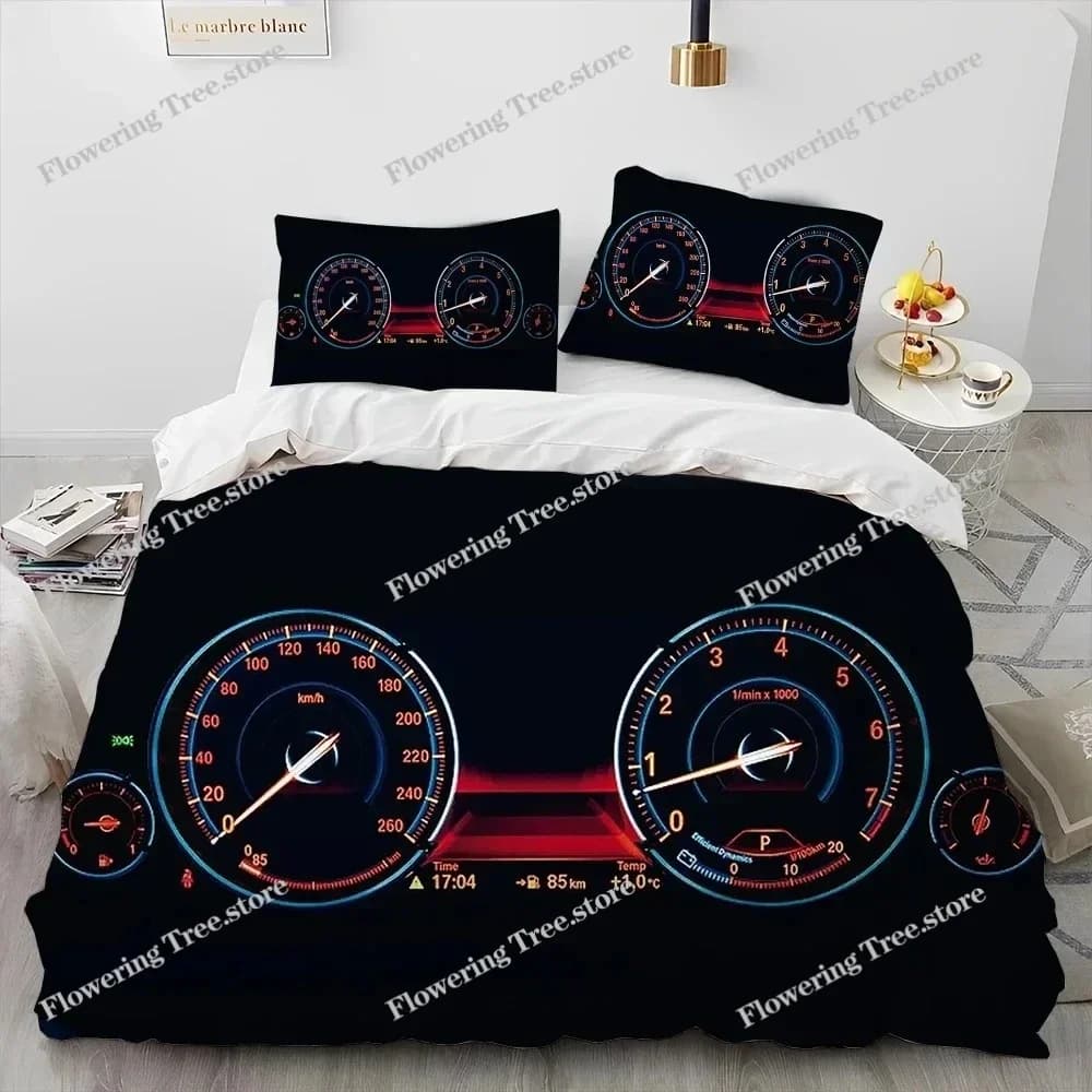 3D Racing Car Dashboard Comforter Bedding Set,Duvet Cover Bed Set Quilt Cover Pillowcase,King Queen Size Bedding Set Adult Child