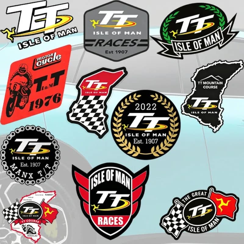 Isle of Man TT Racing Applique Vinyl Stickers Waterproof Decal Tape for Car Motorcycle Bike Helmet Auto Exterior Decoration