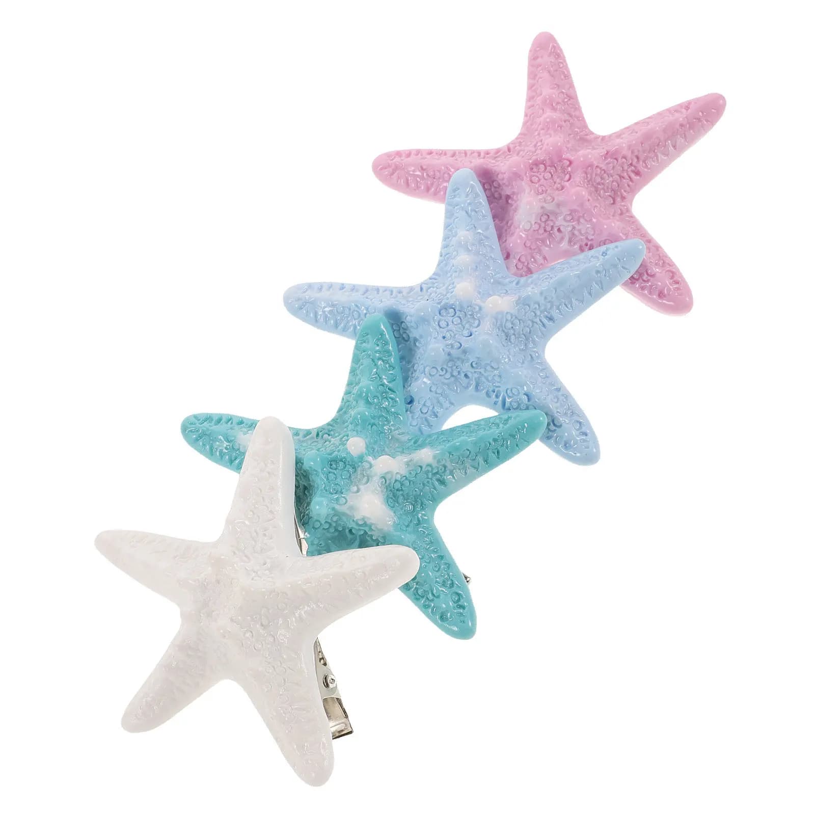4 fermagli per capelli serie Oceano, fermagli a sirena in resina, accessori decorativi per capelli per matrimoni in spiaggia, fermagli a coccodrillo