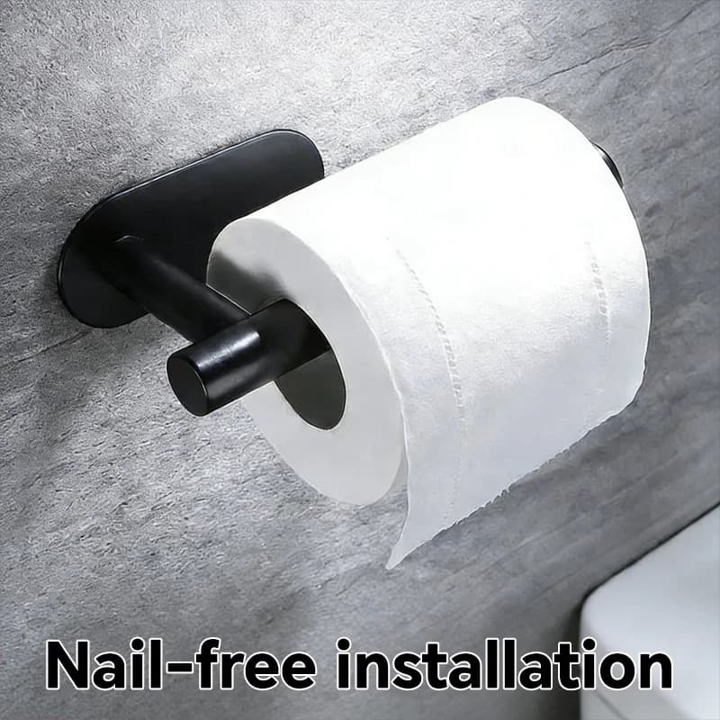 Heavy Duty Stainless Steel Toilet Paper Holder, Self-Adhesive No-Drill Wall Mount, Brushed Finish Bathroom Tissue Roll Dispense