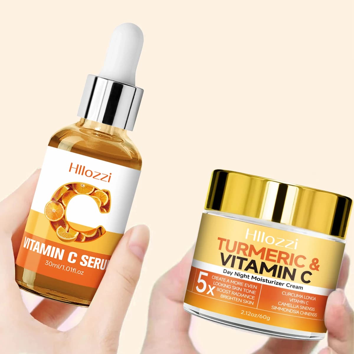 Serum to Vitamin C and Cream Hydrating to Vitamin C and Curcuma: moisturize, smooth and uniform skin tone. Suitable for all skin types.