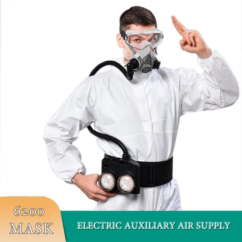 Dispositivo di alimentazione dell'aria elettrico portatile Batteria 6200 Mezza faccia Respiratore Maschera antigas antipolvere per spruzzare verniciatura Lucidatura Sicurezza sul lavoro