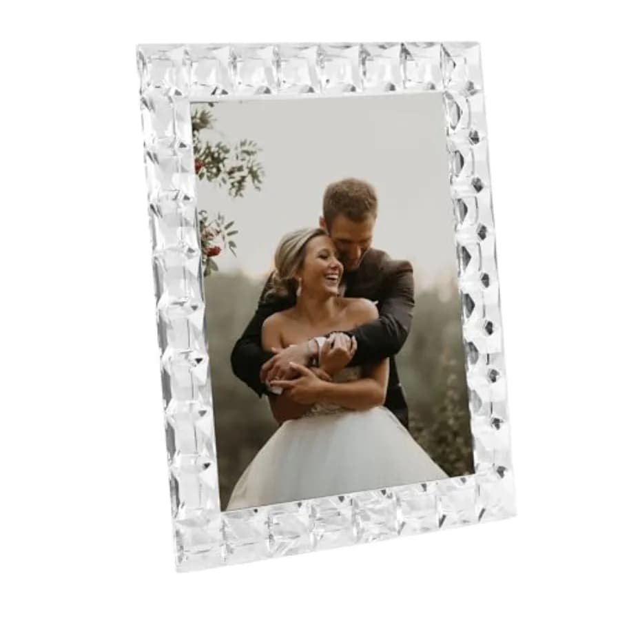 Cornice Decorativa in Cristallo 8x10 Pollici, Cornice Scintillante per Matrimoni, Espositore da Tavolo per Foto 8''x 10'', Include Confezione Regalo