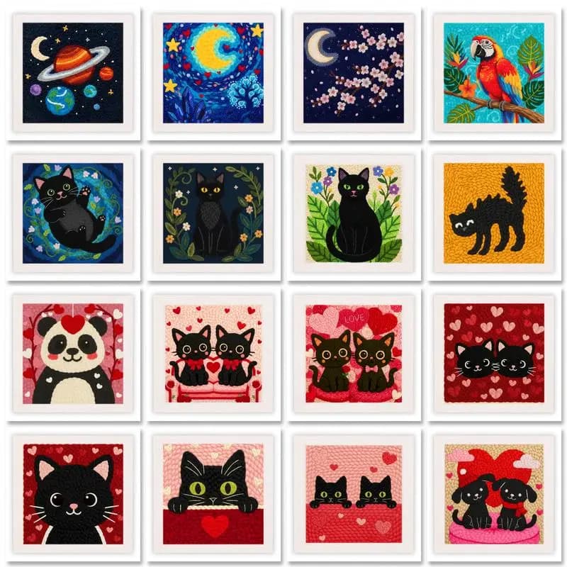 GATYZTORY Animal Pattern Punch Needle Home Decor Craft Supplies Animal Punch Needle Tool For Adults Hand Embroidery Kit Valentin