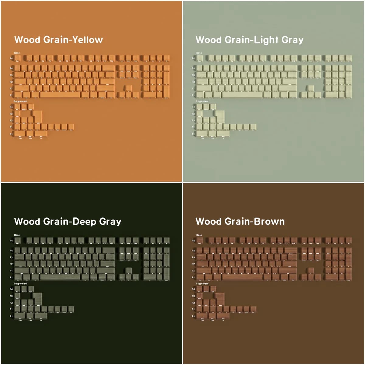 Lettera laterale Cherry Copritasti Materiale PBT Grano di legno Set di grandi copritasti per tastiera meccanica ISO ANSI Layout Wooting W1M V5