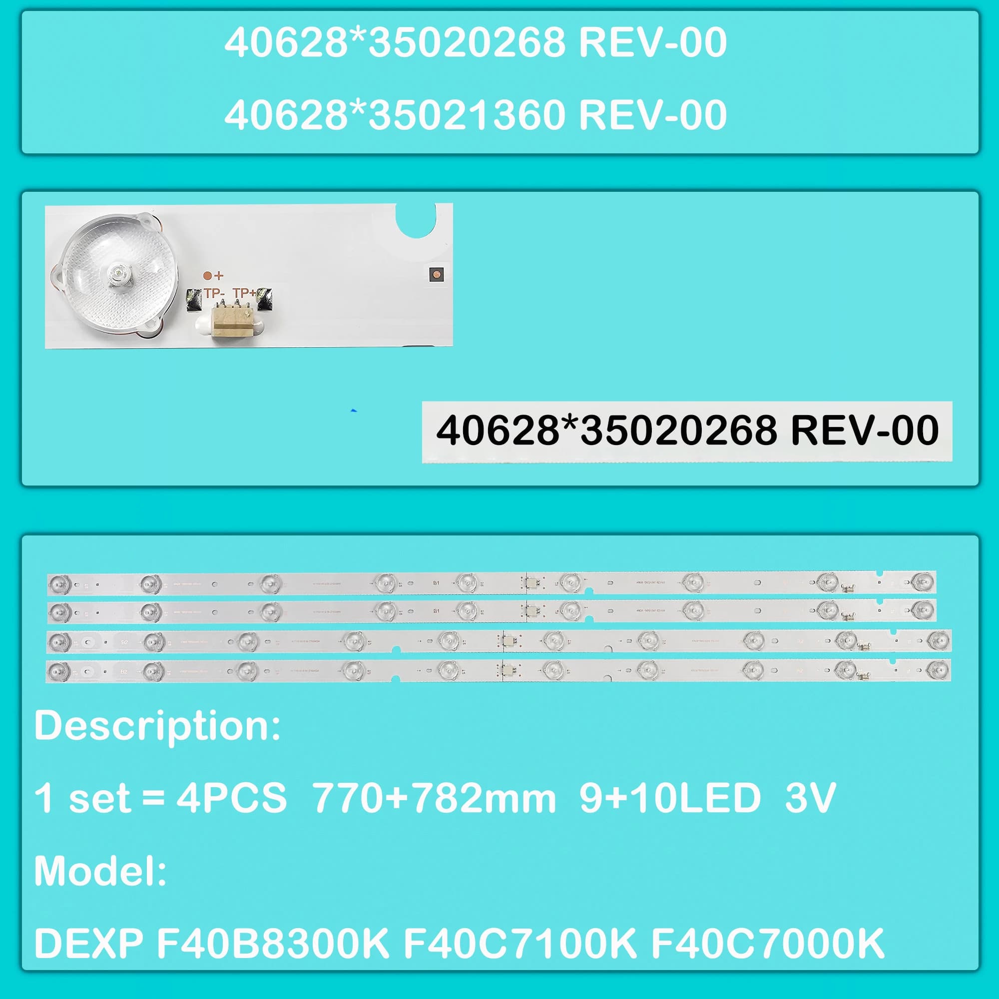 LED BackLight Strip For F40B8300K F40C7100K F40C7000K 40B8300K 40628*35020268 REV-00 40628*35021360 REV-00