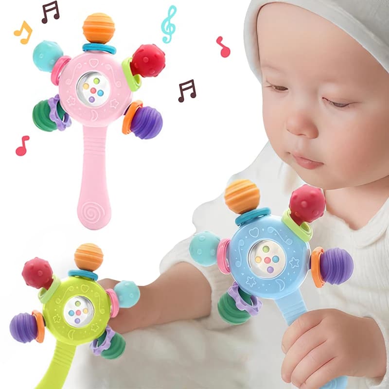 Giocattolo massaggiagengive in silicone per neonati 0-12 mesi, sonaglio sensoriale morbido per lo sviluppo della presa, palla educativa per la dentizione dei bambini