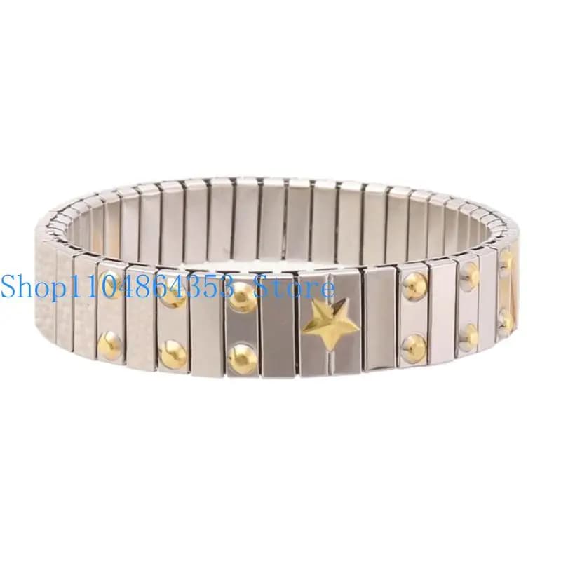 Bracciale rigido in metallo spesso elastico impermeabile in acciaio inossidabile 652F per bracciale vintage con gioielli