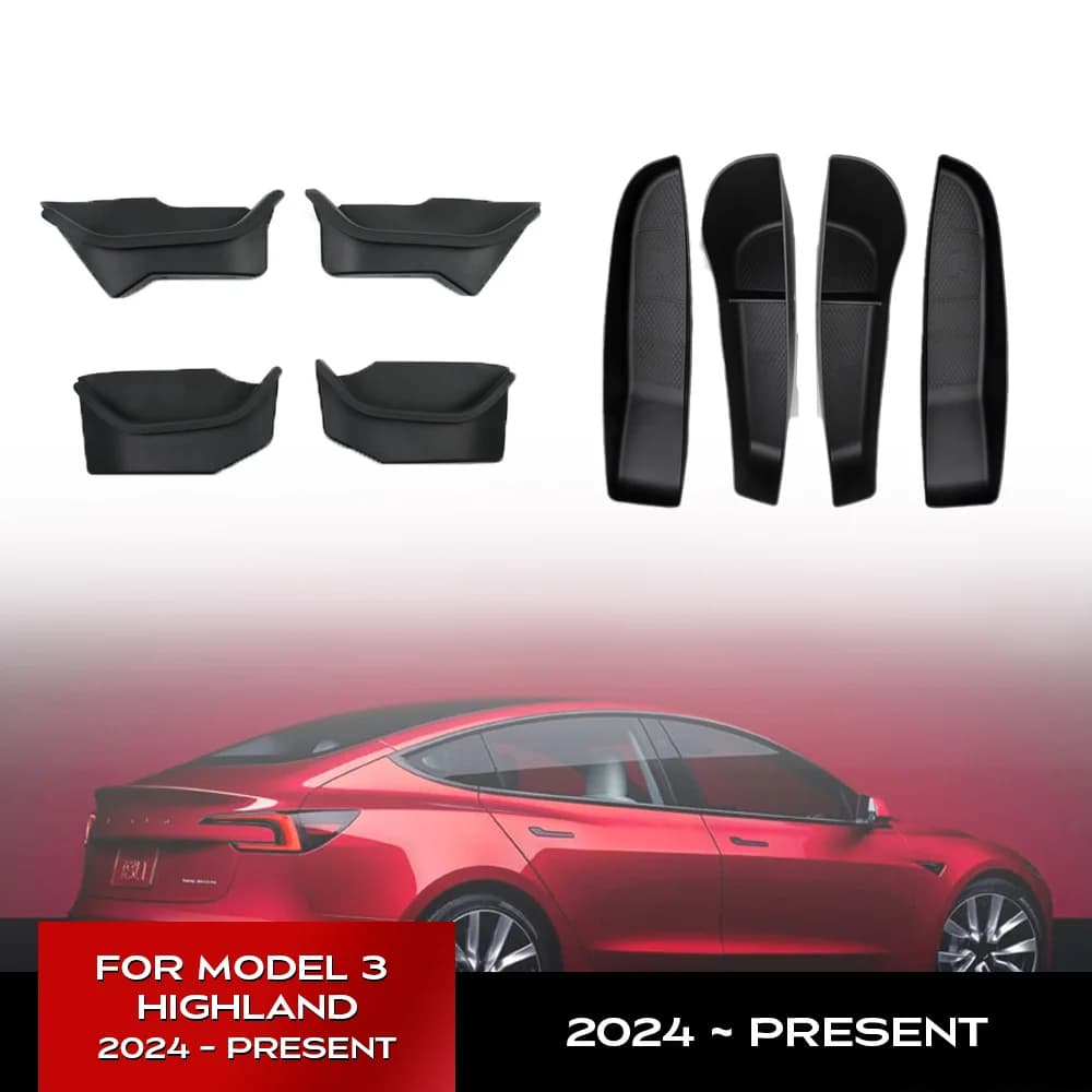 Per Tesla Nuovo Modello 3 + Highland 2024 Posteriore Scatola di Immagazzinaggio Completa Maniglia Della Porta Bracciolo Vassoio Organizzatore Copertura In Silicone Accessori Auto
