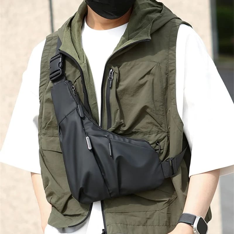 Men Crossbody Bag Mini Waterproof Leisure Fashion Mobile Phone Chest Bag Business Commuting Outdoor Sport Shoulder Crossbody Bag