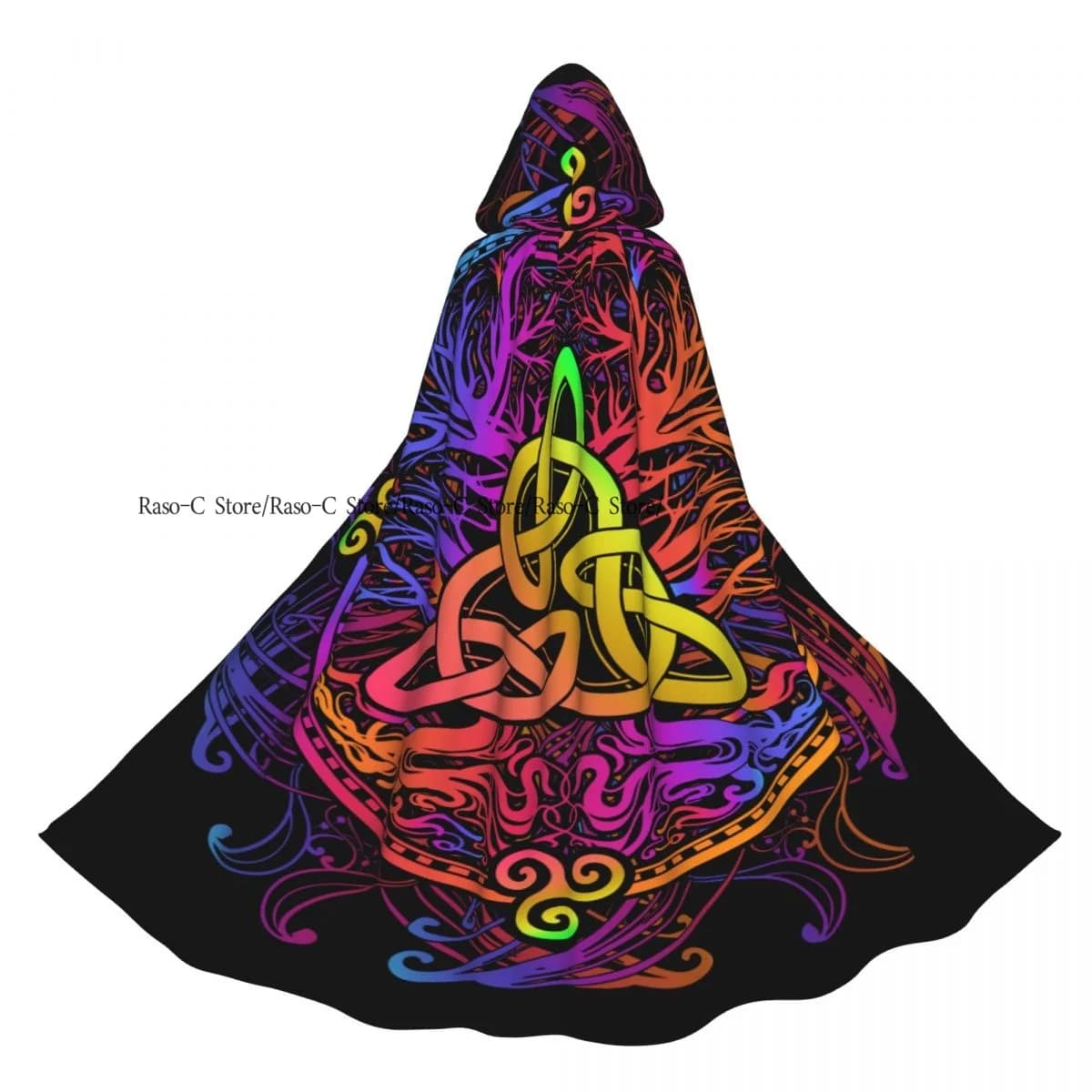 Long Cape Cloak Celtic Tree Of Life Hooded Cloak Coat Autumn Hoodies