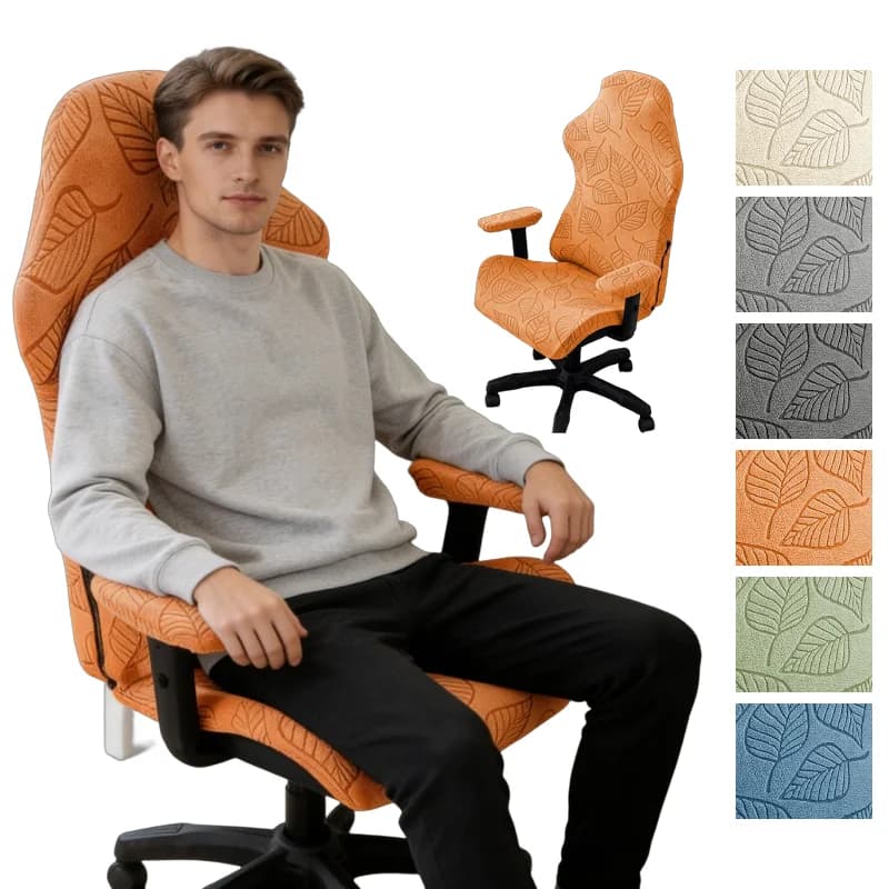 Copertura Elastica per Sedia da Gaming con Stampa a Foglie, Antiscivolo, Antipolvere, Resistente all'Usura, per Sedie Girevoli