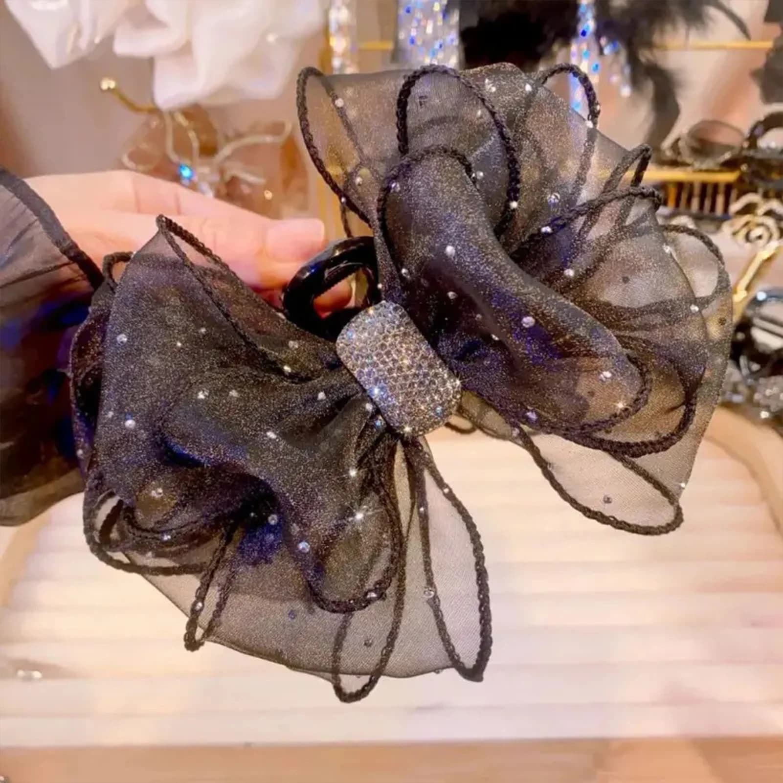 Fermaglio per capelli con strass da donna, forcine a rete, accessori per capelli glitterati per capelli spessi, eleganti per acconciature, regali per festival
