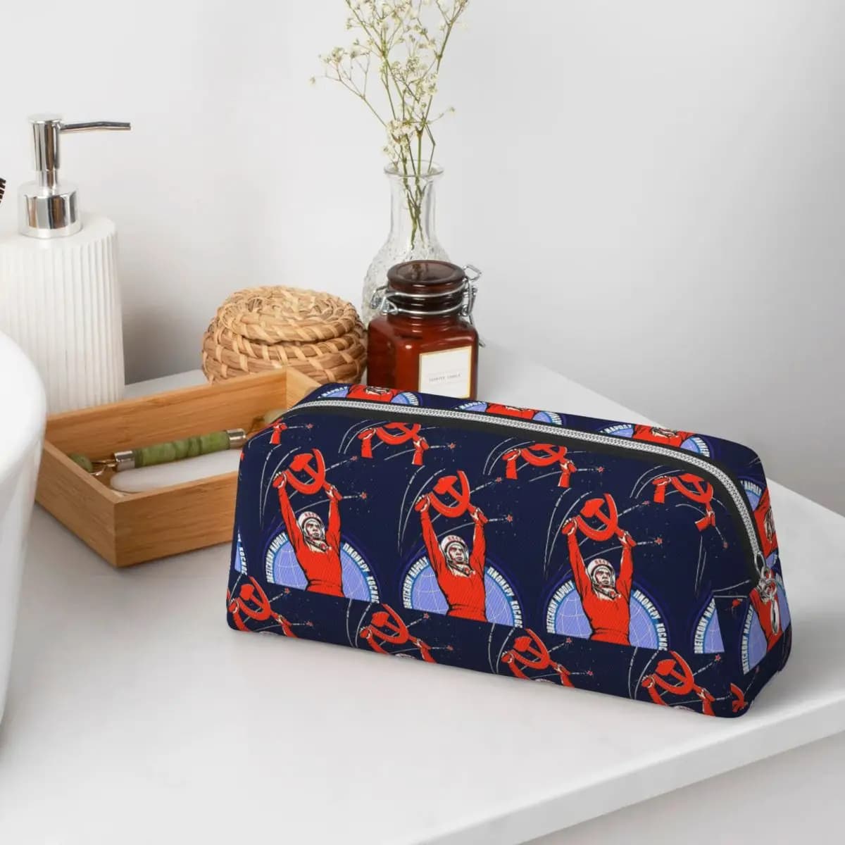 Soviet Propaganda. Yuri Gagarin Pencil Cases for Student Gifts Pen Box Pencil Bag Pencil Pouch Storage Stationery Supplies