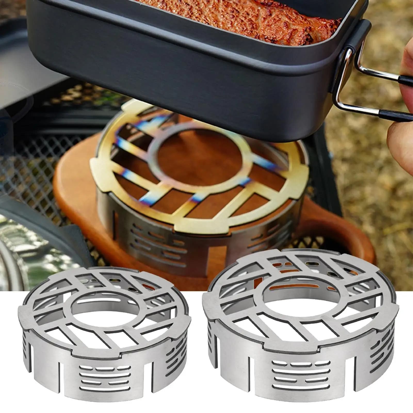 Fornello da campeggio Parabrezza Griglia Anello per schermo antivento per campeggio Fornello da picnic stabile in acciaio inossidabile Parabrezza per campeggio