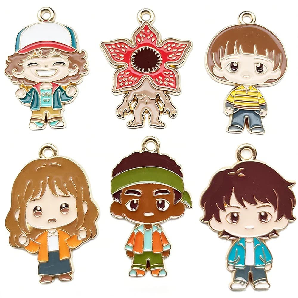 6pcs Stranger Demogorgon Cartoon Charms Jewelry Making Supplies for DIY Earrings Bracelets Keychains Alloy Metal