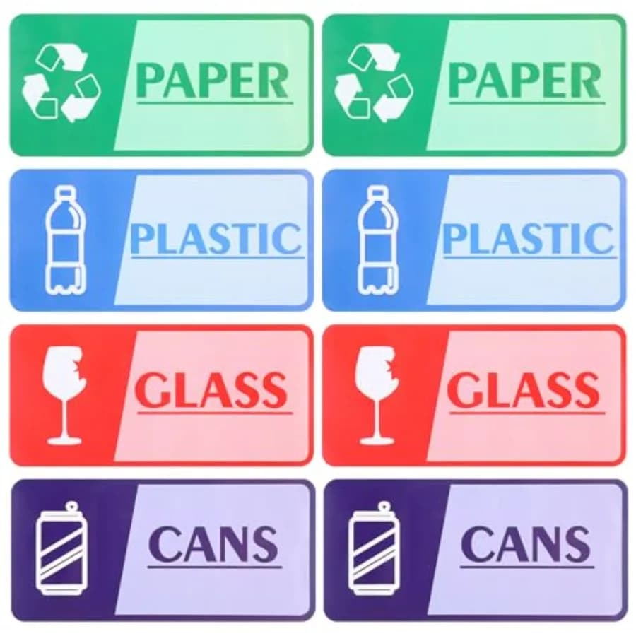 8Pcs Self-adhesive Trash Sorting Sticker Signs, Recycle Stickers for Trash Bins, Recycling Labels for Home Office Apartment Hot