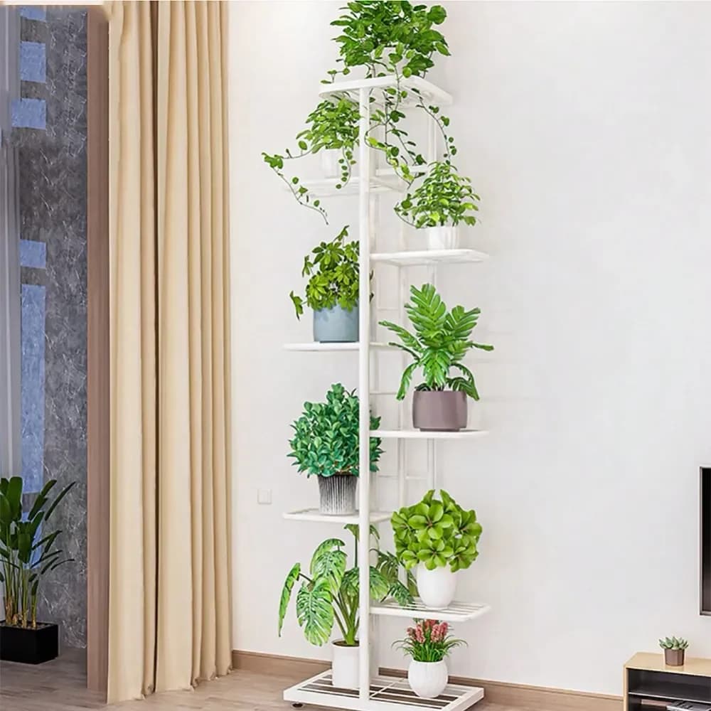 Supporto per piante da interno ed esterno, 8 livelli, 9 porta piante, espositore per vasi di fiori per soggiorno B
