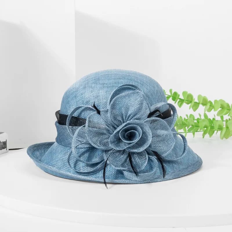 Sun Hat Trendy in Organza with Volant, Tesa Larga, Floral, on the Net, Solar Protection, French Vintage Style, for Weddings
