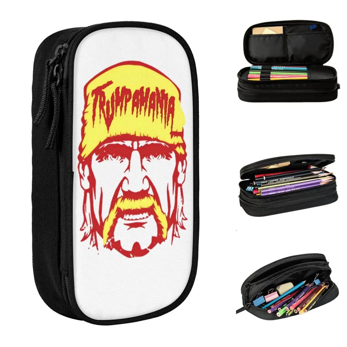 Hulk Hogan Hulkamania Wrestling Astucci per matite Astucci Portapenne Borsa grande per riporre Studenti Scuola di cancelleria cosmetica