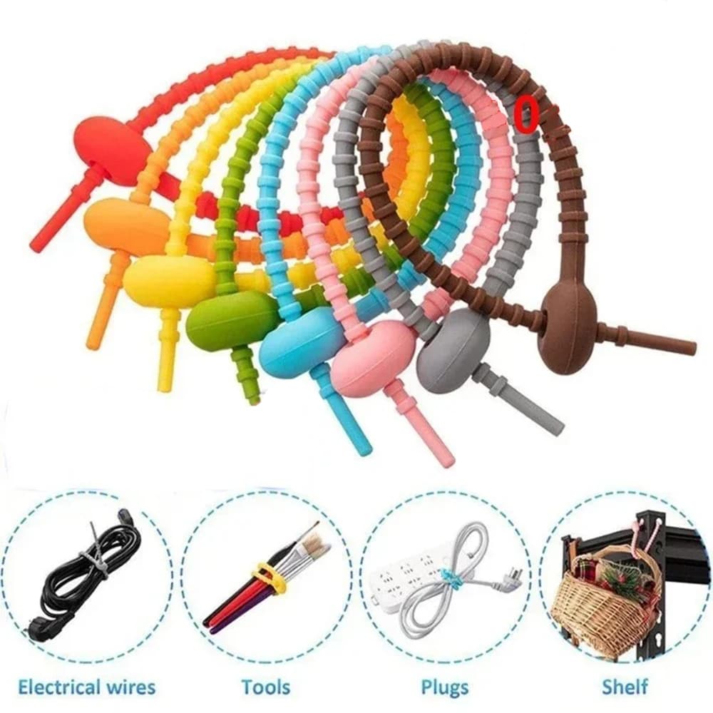 5-200 Pezzi Organizzatore per Cavi in Silicone Riutilizzabile, Fascette Portacavi, Clip per Cavi, Clip Salva-Cibo, Clip per Ordinare Cavi Auricolari