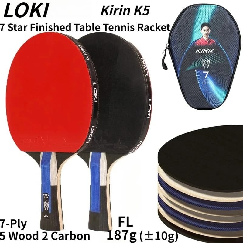 LOKI Kirin K7 7 Star Finished Table Tennis Racket 5 Wood 2 Carbon Ping Pong Paddle with Rxton 3 Rubber for Training Competition