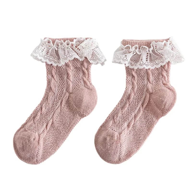 Baby Girl Summer Socks Lace Ruffle Trim Socks Breathable Socks for Infant Toddler Girls
