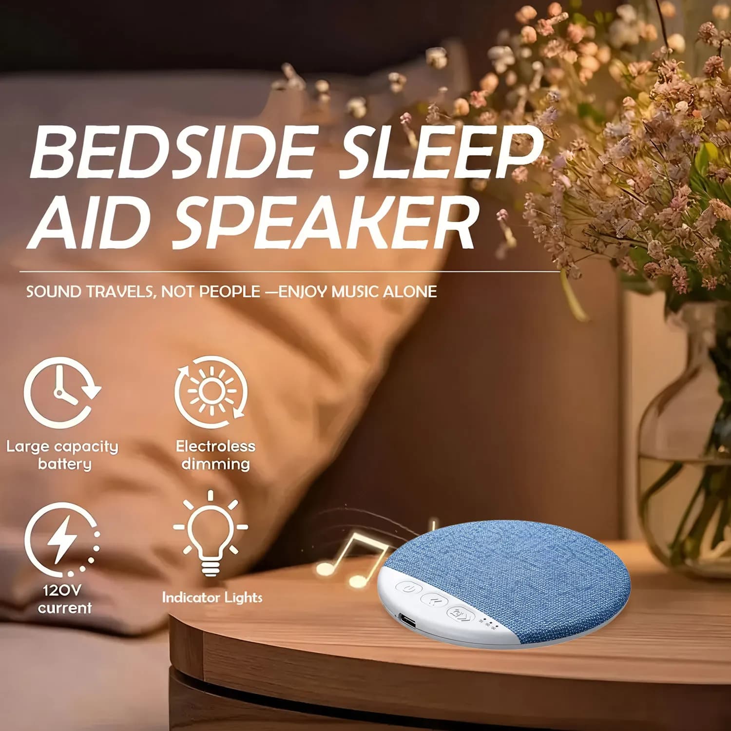 Cuscino con Altoparlante Bluetooth 5.4 per Aiuto al Sonno, Mini Altoparlante Wireless con Rumore Bianco, Timer Regolabili, Batteria a Lunga Durata per Sonno Profondo