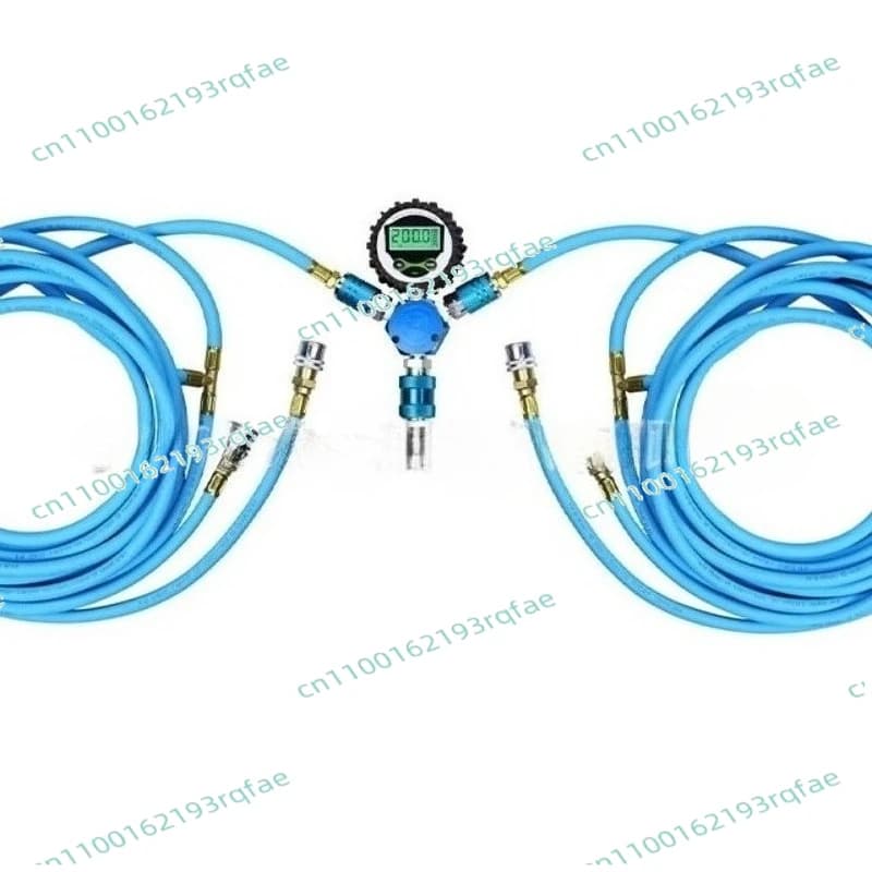 Tubo in PVC a 4 passaggi, manometro digitale per pneumatici, tubo di prolunga per pneumatici per auto, ugello gonfiabile per trachea, testa di gonfiaggio in ottone