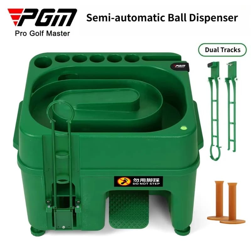 PGM New Upgraded Semi Automatic Golf Ball Dispenser, Multifunctional Indoor Golf Feeder with Club Rack for SwingPracticeTraining