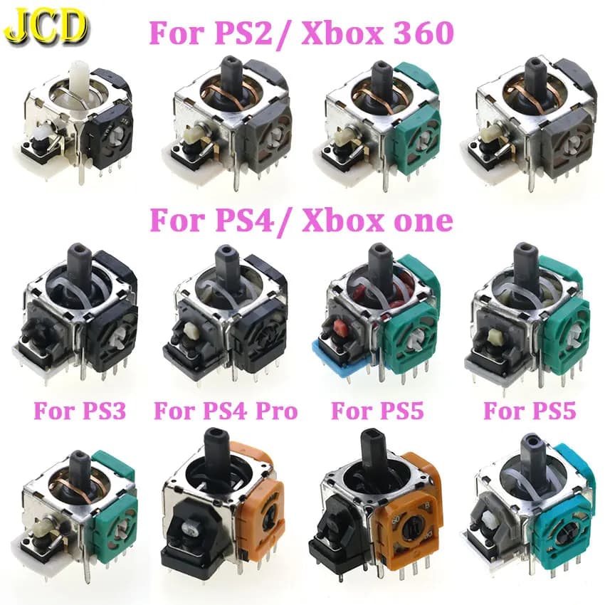 JCD 2PCS Per Xbox One 360 Controller 3D Analogico Joystick Grip Stick Modulo Sensore Potenziometro Per PS5 PS2 PS3 PS4 Pro Gamepad