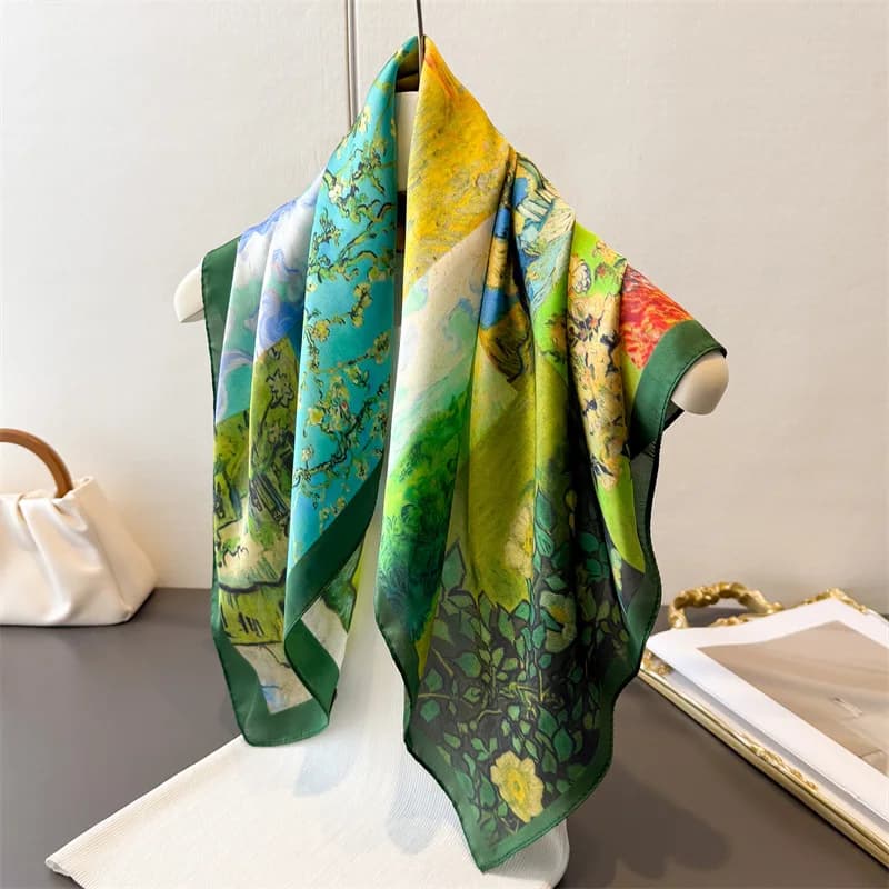 Nuova Sciarpa da Donna alla Moda Stampata, Pashmina in Seta, Sciarpa Quadrata, Foulard Decorativo, Fascia per Capelli, Design di Lusso, Hijab, Bandana