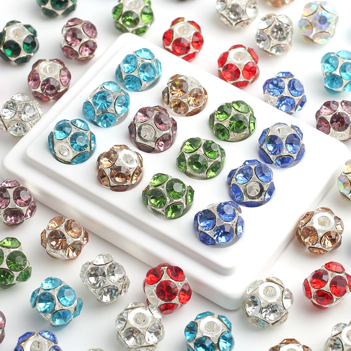 5 pezzi di perline rotonde in acrilico con strass colorati da 16 mm - Assortimento di perline a sfera in cristallo artificiale