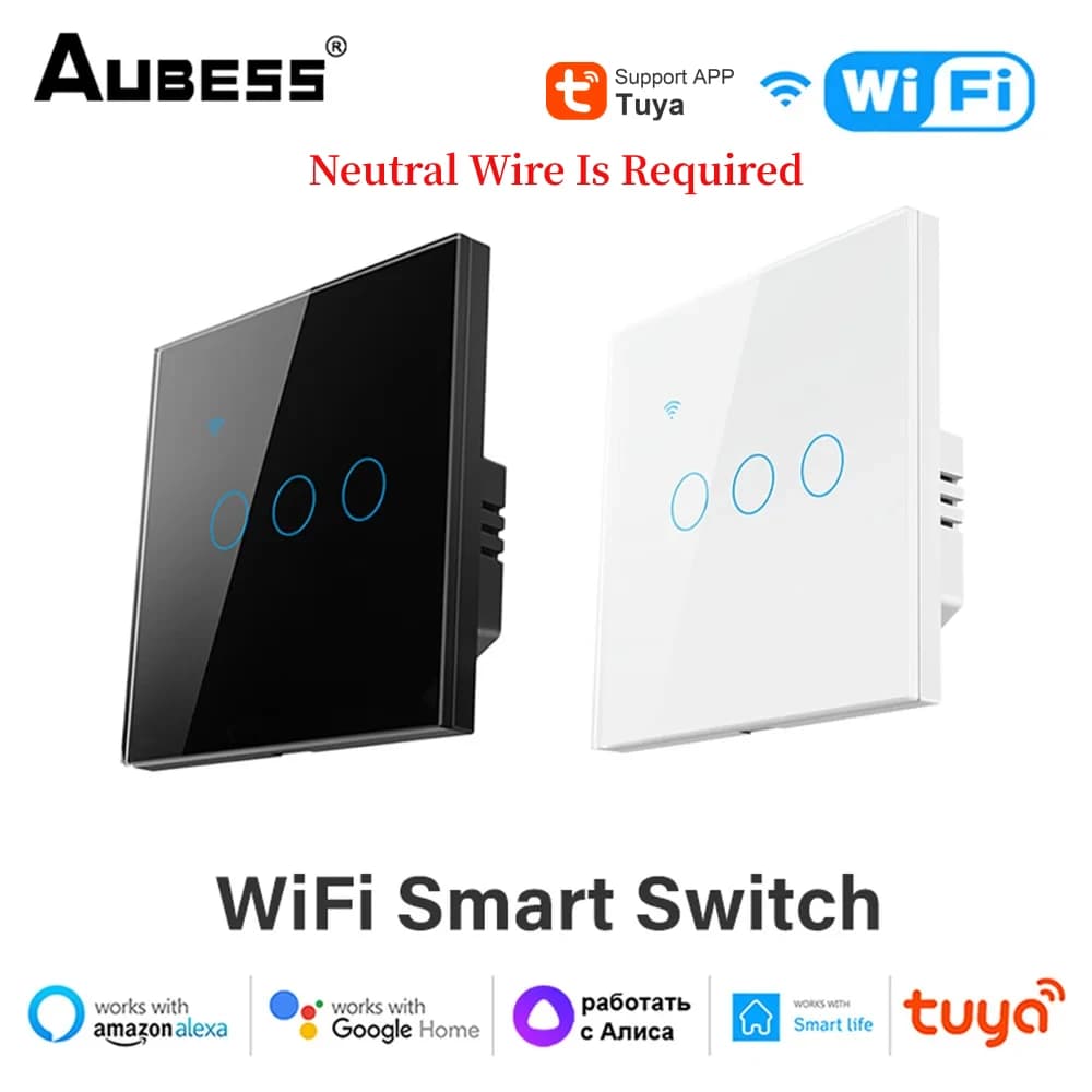 TUYA Smart Light Switch WiFi Need Neutra Line EU 1/2/3/4gang Wall Panels Smart Home Support Smart Life Alexa Google Home