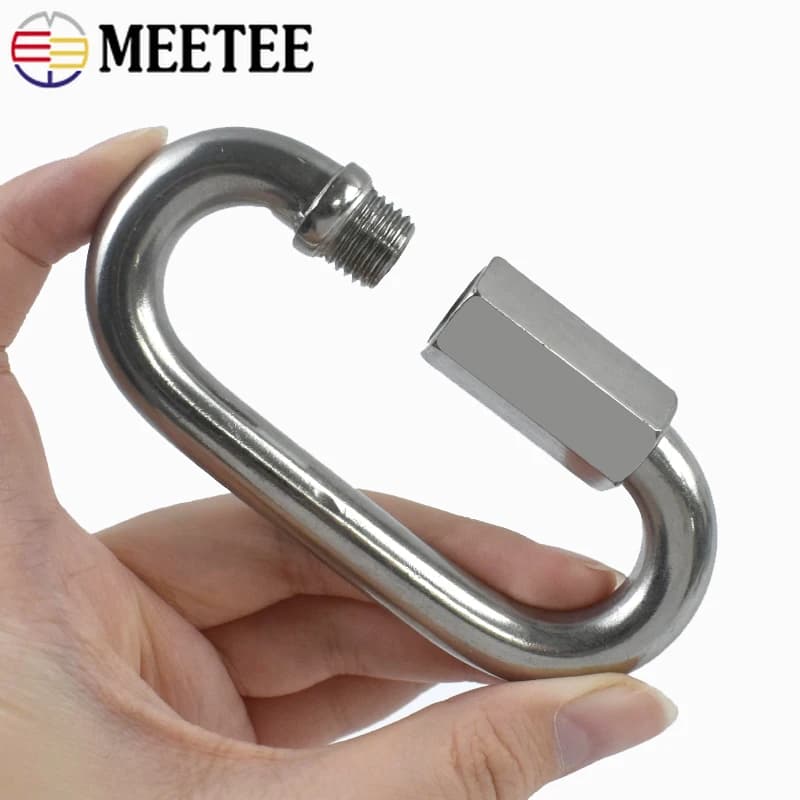 2Pcs M3-M12 304 Stainless Steel Oval Hook Buckle Quick Link Screw Lock Chain Connector for Pet Leash Bag Strap Key Ring Hardware