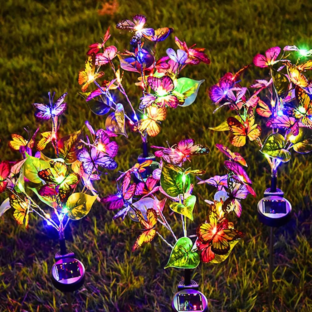 Luci solari a forma di farfalla per giardino, lampada decorativa da esterno, luci da giardino per cortile, decorazione per vialetti, matrimoni e feste