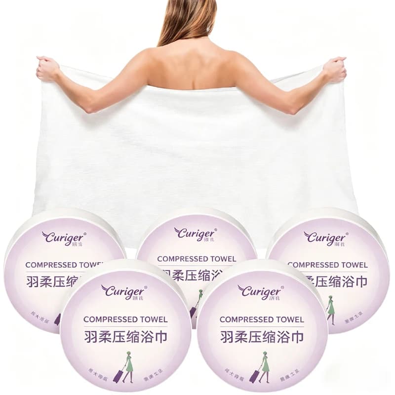 Asciugamani da Bagno Usa e Getta Compressi, Asciugamano da Viaggio Grande e Spesso per Hotel, Campeggio, Sport, Escursionismo, Spiaggia, Nuoto, Vacanze