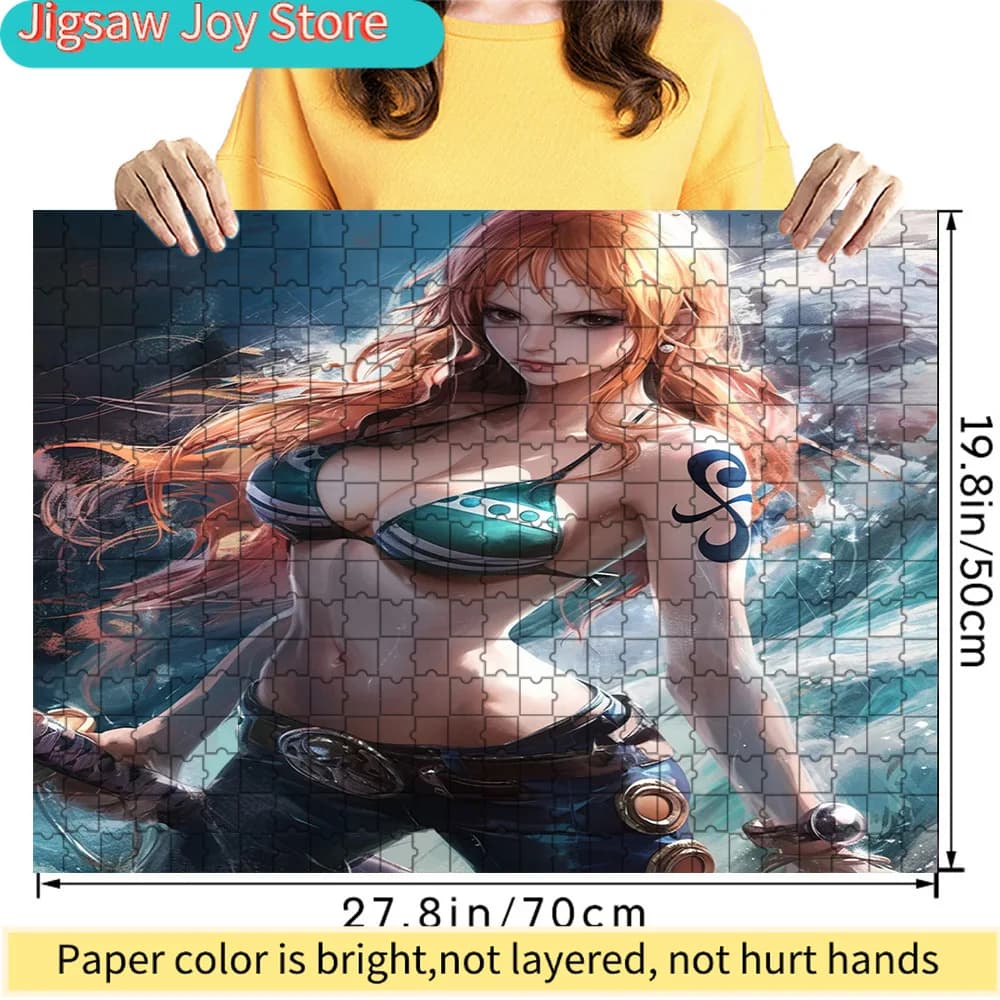 Puzzle in carta artistica One Piece Nami Stormy Ocean Warrior Pose, decorazione con personaggio del Navigatore del Cappello di Paglia, regalo da collezione per i fan