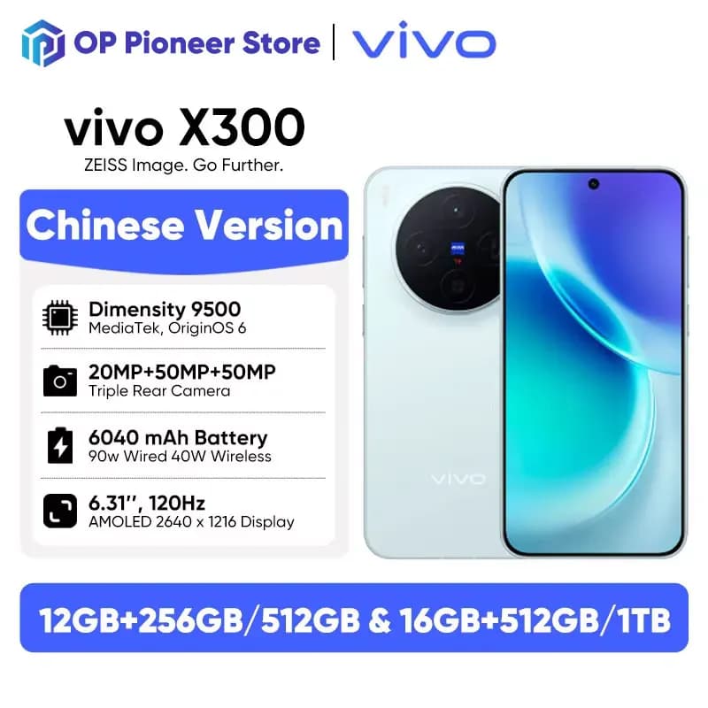 Vivo X300 5G Smartphone MediaTek Dimensity 9500 6,31" 120Hz 200MP OIS 6040mAh 90W Supporto superCharge NFC OTA