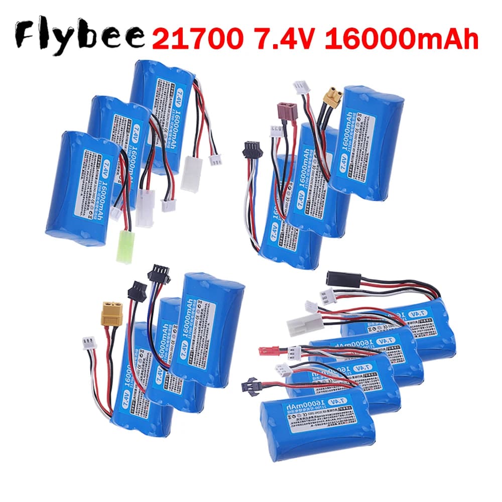 2026 NEW 16000mAh 7.4V 21700 2S1P Rechargeable Lithium Ion Battery For RC Toys Car Boat Battery with T/SM/SM4P/XT30/XT60 Plug