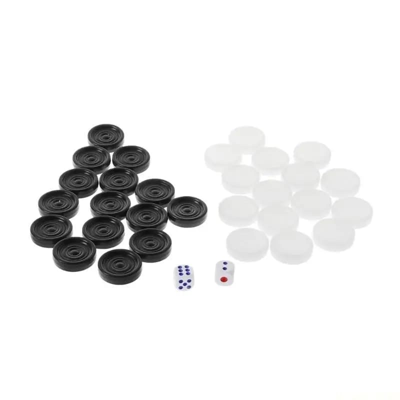 M5TC 32Pcs/set 33mm Plastic Black White Backgammon Checkers Chips Pieces Stackable Checkers Pieces Children Kids Toy Checkers