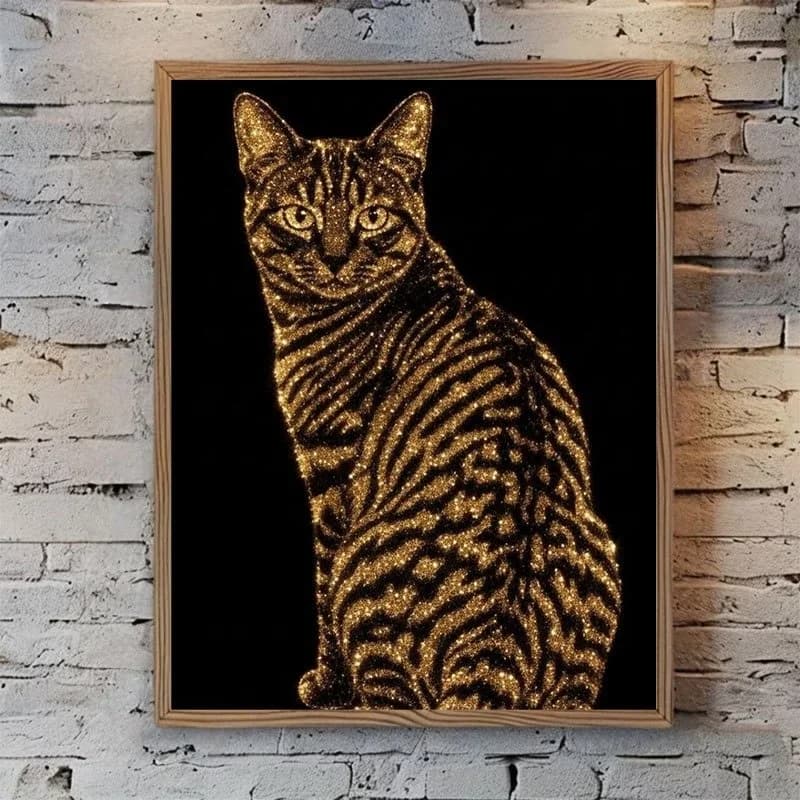 2026 New Diamond Painting Gold Cat Theme Frameless DIY Handmade Sticky Diamond Creative Diamond Painting Kit