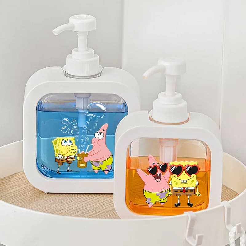 Dispenser di Sapone Liquido SpongeBob SquarePants, Bottiglie Vuote Ricaricabili per Detersivo e Gel Doccia, Ideali per Viaggi