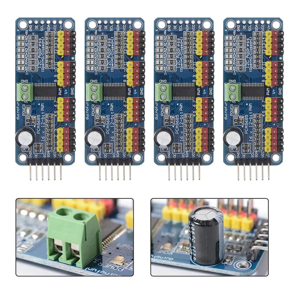 Scheda di Controllo Robotico per Progetti Arduino, Driver Motore Multicanale a 16 Canali, Regolatore di Tensione, Controller I2C