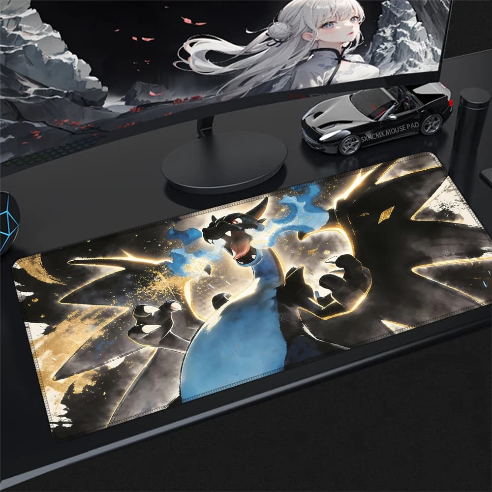 Play Mouse Mat Charizard XXL P-Pokemon Desk Mat with Lockable Edge Smooth Surface Computer Office Laptop Accessories for Players Best Gift